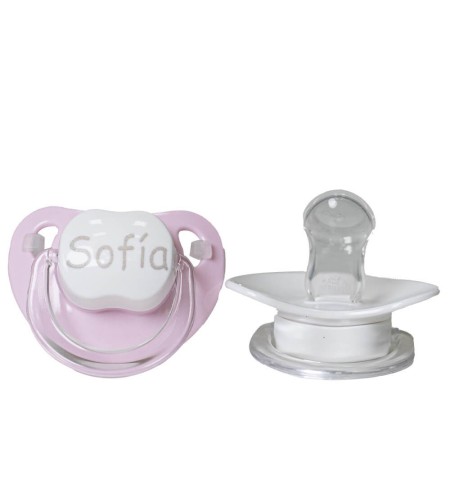 2 chupetes personalizados y guardachupetes
