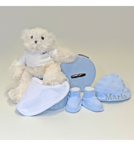 Conjunto patucos manoplas y gorro personalizado
