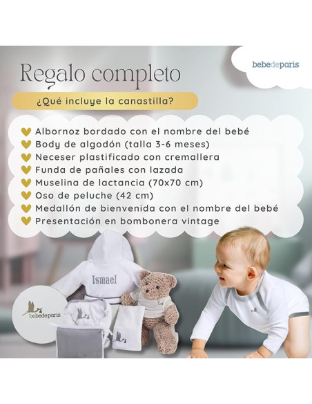 Personalized Baby Hamper with Embroidered Bathrobe | Luxury Gift – Bebedeparis.com