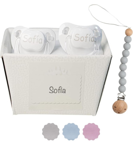2 Pacifiers + Silicone Clip Set | Safe and Modern Baby Essentials