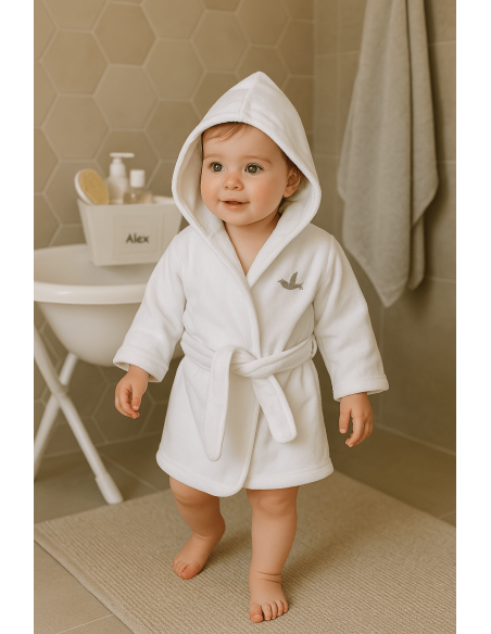 Basket with Personalized Bathrobe and Teddy Bear