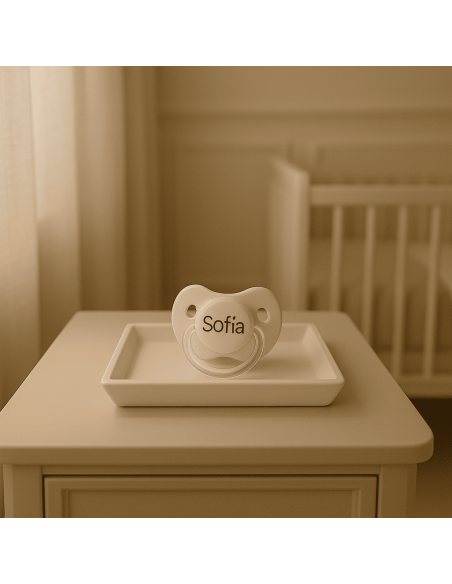 Pack of personalised dummy clip case and nursery bag