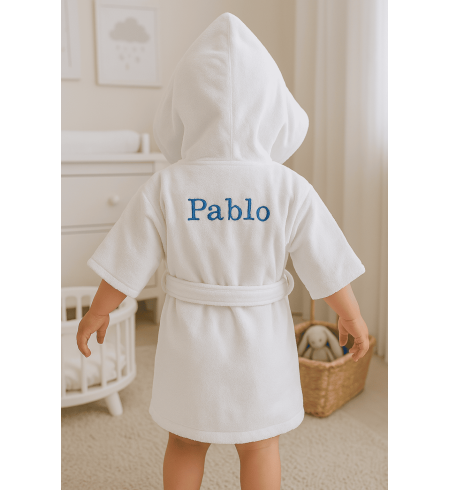Embroidered Bathrobe, Muslin & Teddy Bear Set | Personalized Newborn Gift