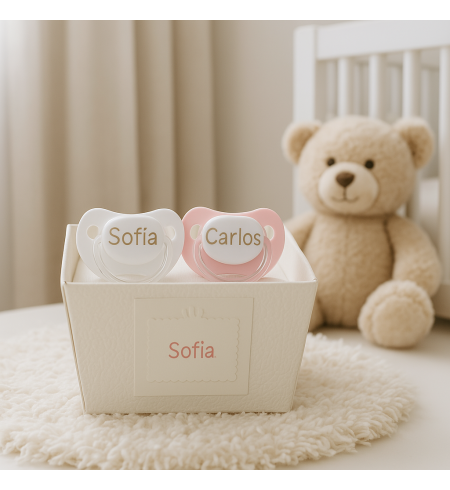 Two Personalized Pacifiers and Pacifier Clip | Unique Baby Gift Set