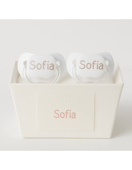 Set of 2 Personalized Pacifiers and Teddy Bear | Unique Baby Gift