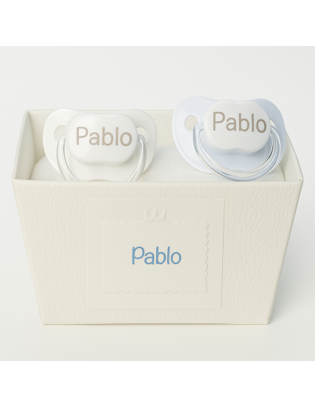 Set of 2 Pacifiers and Bib | Practical and Adorable Baby Gift