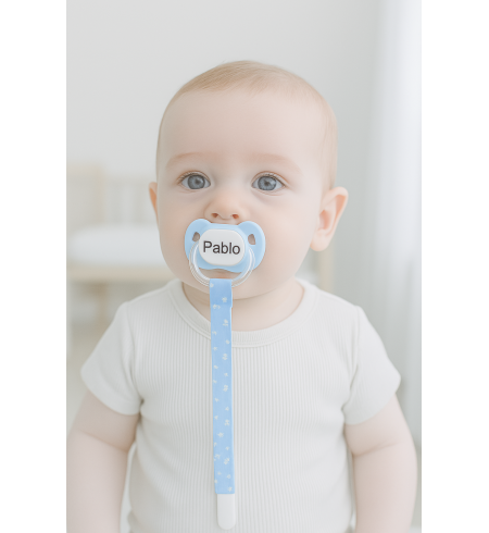 Doudou and 2 Personalized Pacifiers with Baby’s Name | Includes Pacifier Clip