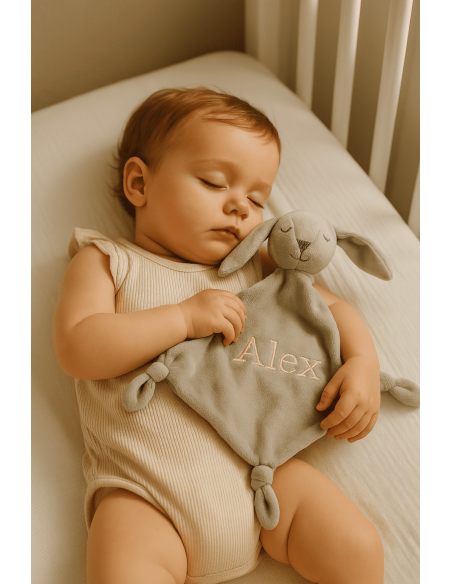 Muslin, Doudou & Personalized Pacifier Set | Newborn Baby Gift