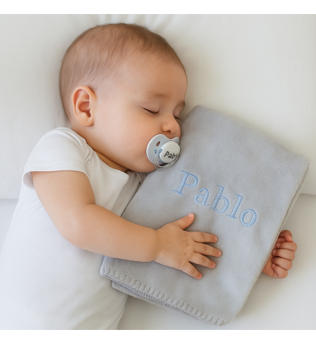 Baby Hamper with Embroidered Blanket & Teddy Bear | Elegant Newborn Gift Set