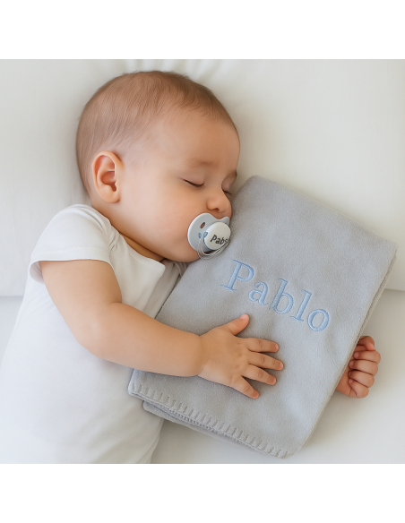 Baby Hamper with Embroidered Blanket & Teddy Bear | Elegant Newborn Gift Set