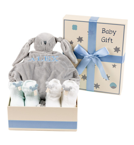 Baby Gift Box with Embroidered Dou-Dou and Socks – Personalized Newborn Present
