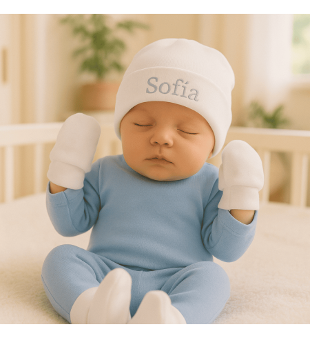 Personalized Baby Set of Booties, Mittens, and Hat | Unique and Practical Newborn Gift