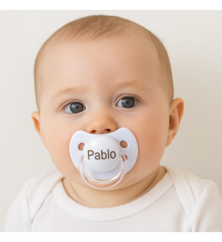 Pack of personalised dummy clip case and nursery bag