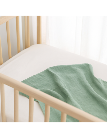 Eco-Friendly Baby Gift: 2 Muslin Cloths, Teether and Green Pacifier Clip