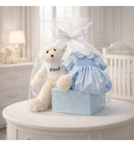 Smocked Baby Romper with Honeycomb Knit | Elegant and Soft Newborn Clothing