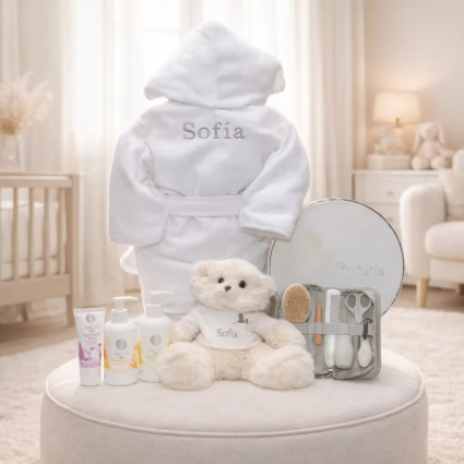 Cosmetic Set and Personalized Bathrobe for Baby | Premium Newborn Gift 2