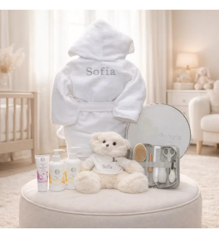 Cosmetic Set and Personalized Bathrobe for Baby | Premium Newborn Gift