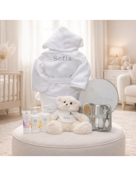 Cosmetic Set and Personalized Bathrobe for Baby | Premium Newborn Gift