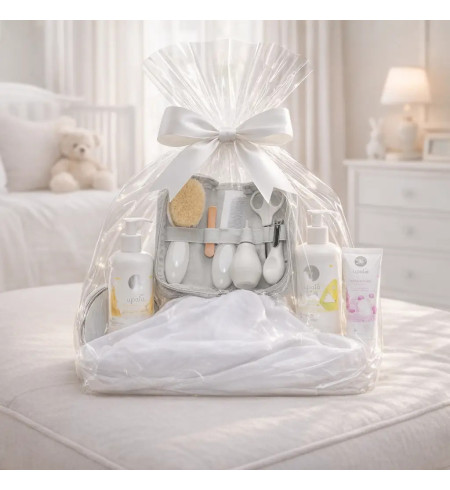 Cosmetic Set and Personalized Muslin Cloth | Elegant Newborn Gift