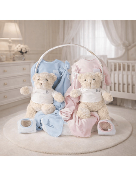 Classic Twin Baby Basket | Complete Gift for Newborn Twins – Bebedeparis.com
