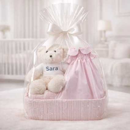 Smocked Baby Dress with Honeycomb Knit | Elegant and Soft Newborn Gift