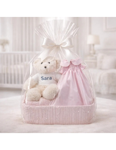 Smocked Baby Dress with Honeycomb Knit | Elegant and Soft Newborn Gift