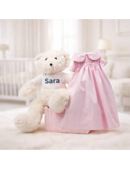 Smocked Baby Dress with Honeycomb Knit | Elegant and Soft Newborn Gift