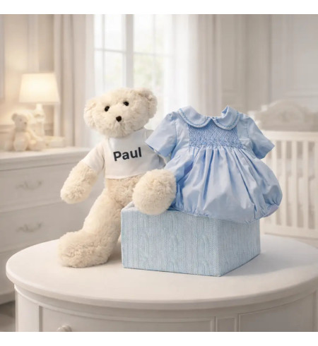 Smocked Baby Romper with Honeycomb Knit | Elegant and Soft Newborn Clothing