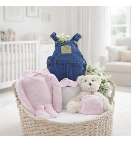 Baby Girl Gift Set with Clothes & Teddy Bear | Sweet Newborn Hamper