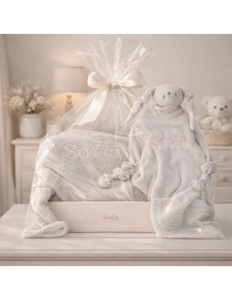 Personalized Blanket and Doudou Gift Set | Custom Baby Gift for Newborn