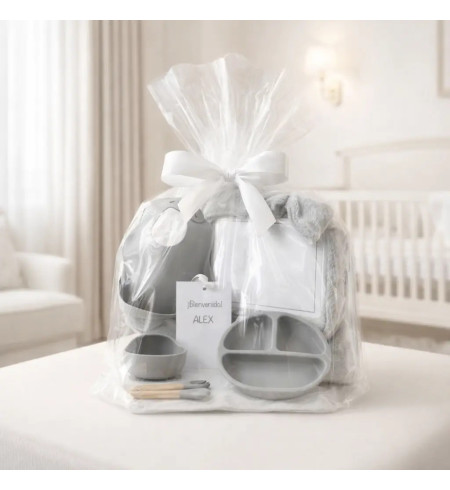 Silicone Tableware + Personalized Winter Fleece Blanket| Practical and Stylish Newborn Gift