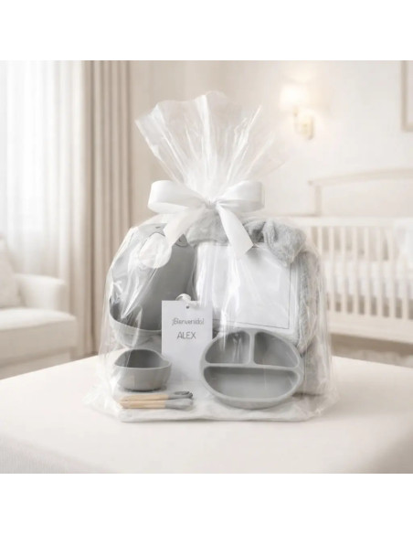 Silicone Tableware + Personalized Winter Fleece Blanket| Practical and Stylish Newborn Gift