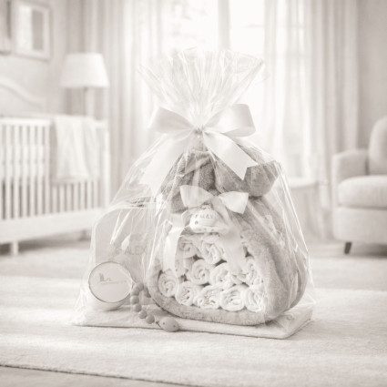 Diaper Cake with Baby Bathrobe, Keepsake Suitcase & Pacifier Clip | Newborn Gift Set 2