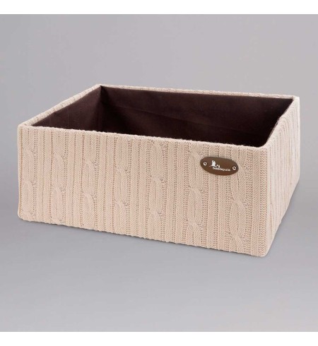 caja de puntro trenzado rectangular color beige
