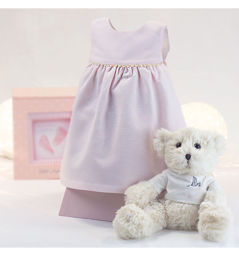 Newborn Baby Hamper & Baby Gift Baskets Pink baby dress 6-12 months with teddy bear