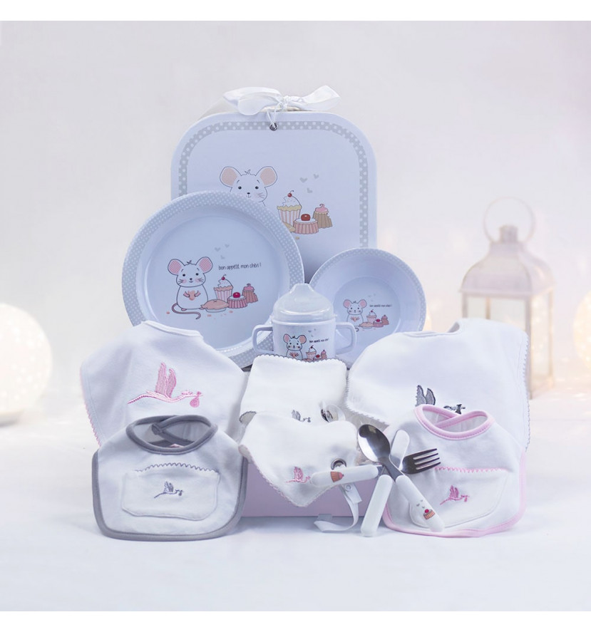 Newborn Baby Hamper & Baby Gift Baskets Children's tableware gift and newborn bib set