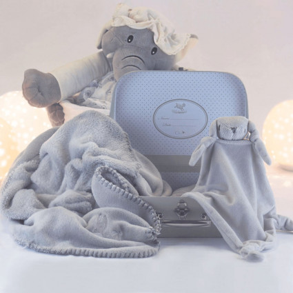 Newborn Baby Hamper & Baby Gift Baskets Hamper with baby suitcase and customisable blanket and comforter