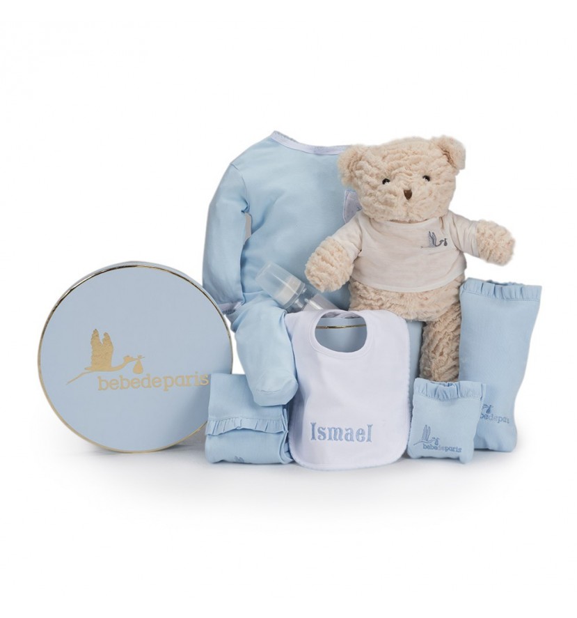 Newborn Baby Hamper & Baby Gift Baskets Embroidered Bib Baby Hamper blue