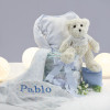 Buy Best Nappy Cakes Online Nappy cake with personalised muslin case and teddy bear