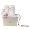 Home Pack of bootees, personalised dummy with name and dummy clip