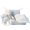 Home Hamper with bib and personalised dummy with accessories for newborn blue