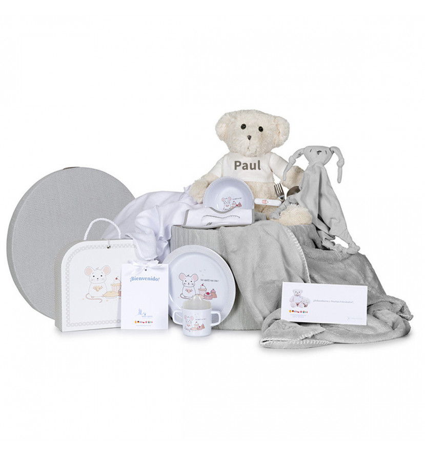 Home Children's Crockery Basket Muslin doudou and personalized blanket