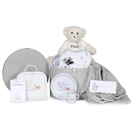 Home Children's Crockery Basket Body Blanket and Teddy Bear