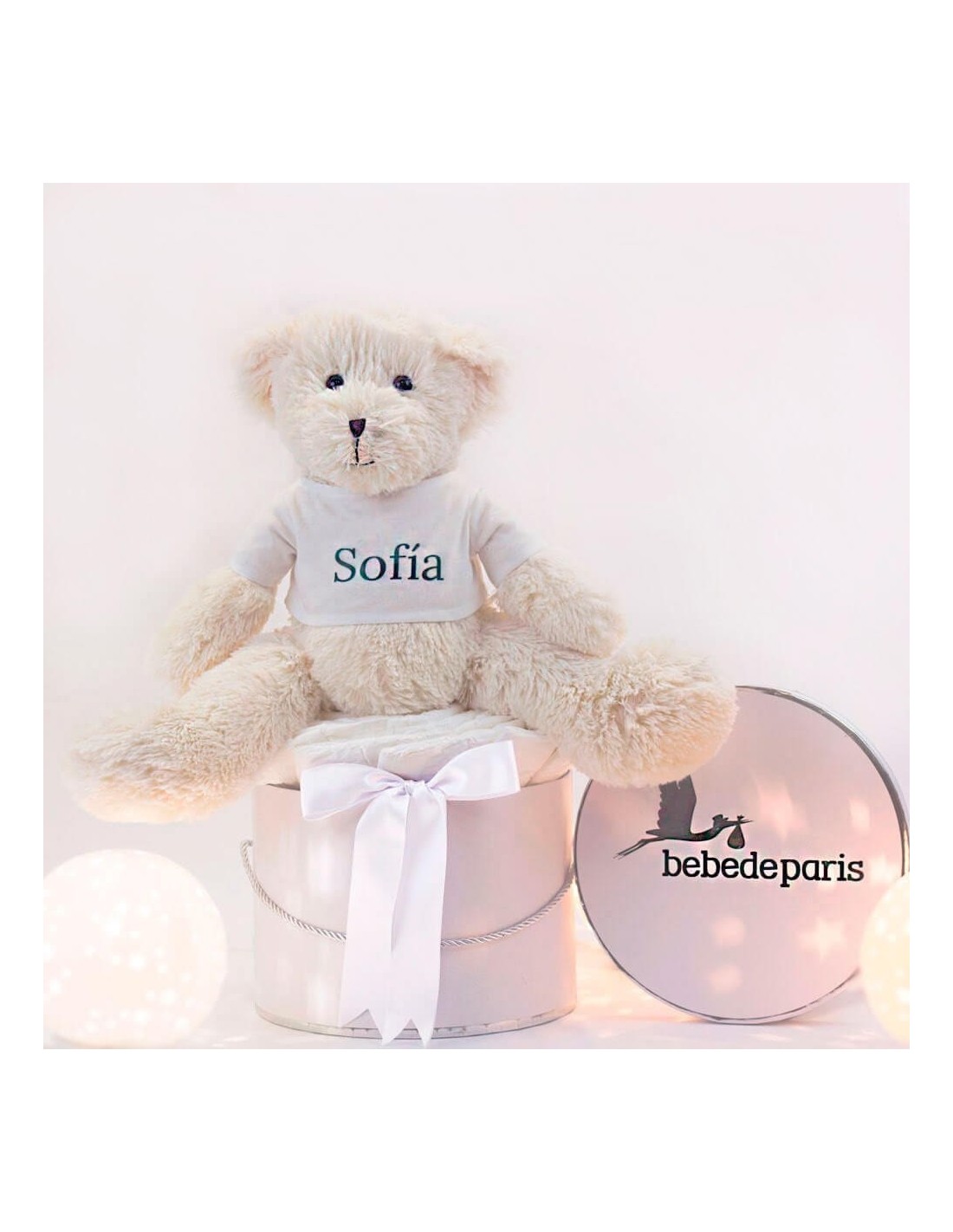 Diaper Cake with Teddy Bear & Vintage Box | Stylish and Practical Baby Gift