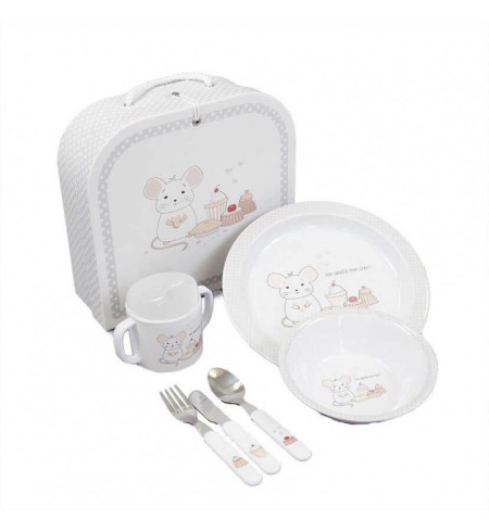 Canastilla Vajilla Infantil Manta Body y Oso de peluche